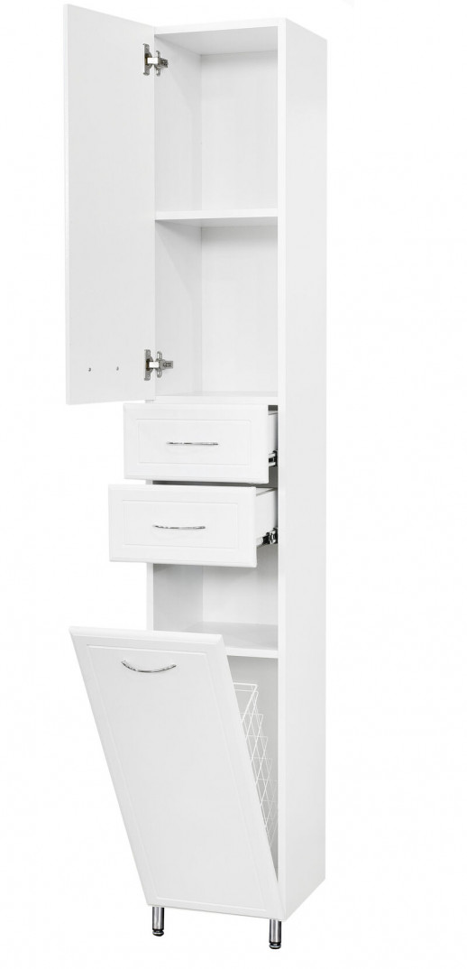 Пенал SANTREK HOME "СТИЛЬ NEW-30" (левый) белый с корзиной для белья 2 ящ. 2 дв. 300х1910х313 *