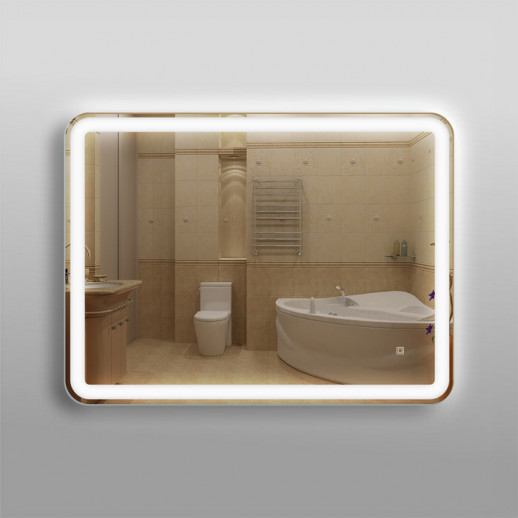 3480608ско1у Eva Gold Зеркало прямоуг.348ско1у с LED подсв. 9,6 Вт/м 60х80см с сенс.выкл.,подогревом