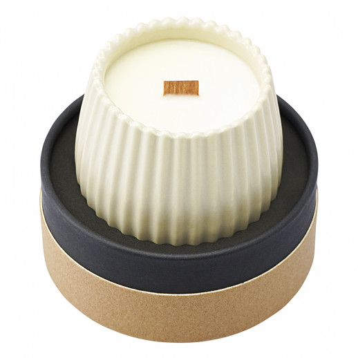 Свеча ароматическая с деревянным фитилём Vetiver & Black cypress из коллекции Edge, бежевый, 60 ч